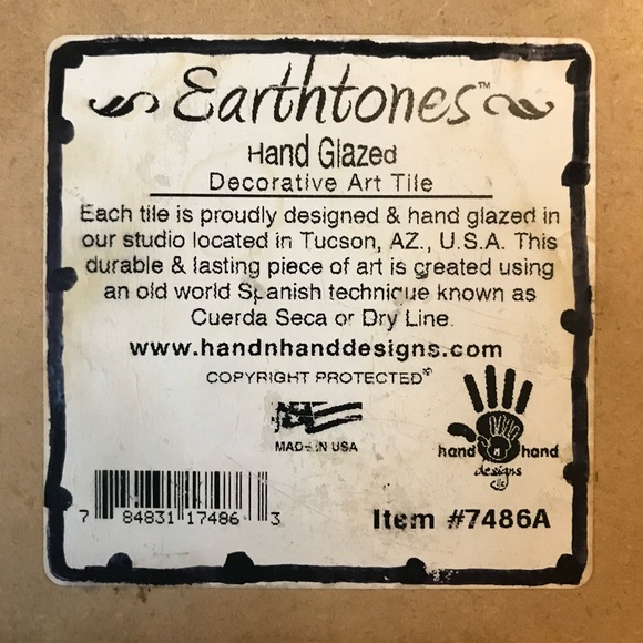 Hand Glazed 6”x6” Art Tile “Cat N Paisley” - Picture 8 of 10